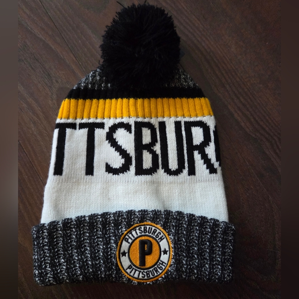 Pittsburgh Knit Beanie - Black, Yellow, White, One Size Fits All, Brand New